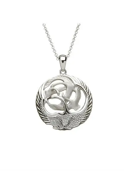 White background cut out image of Sterling Silver Children Of Lir Pendant 